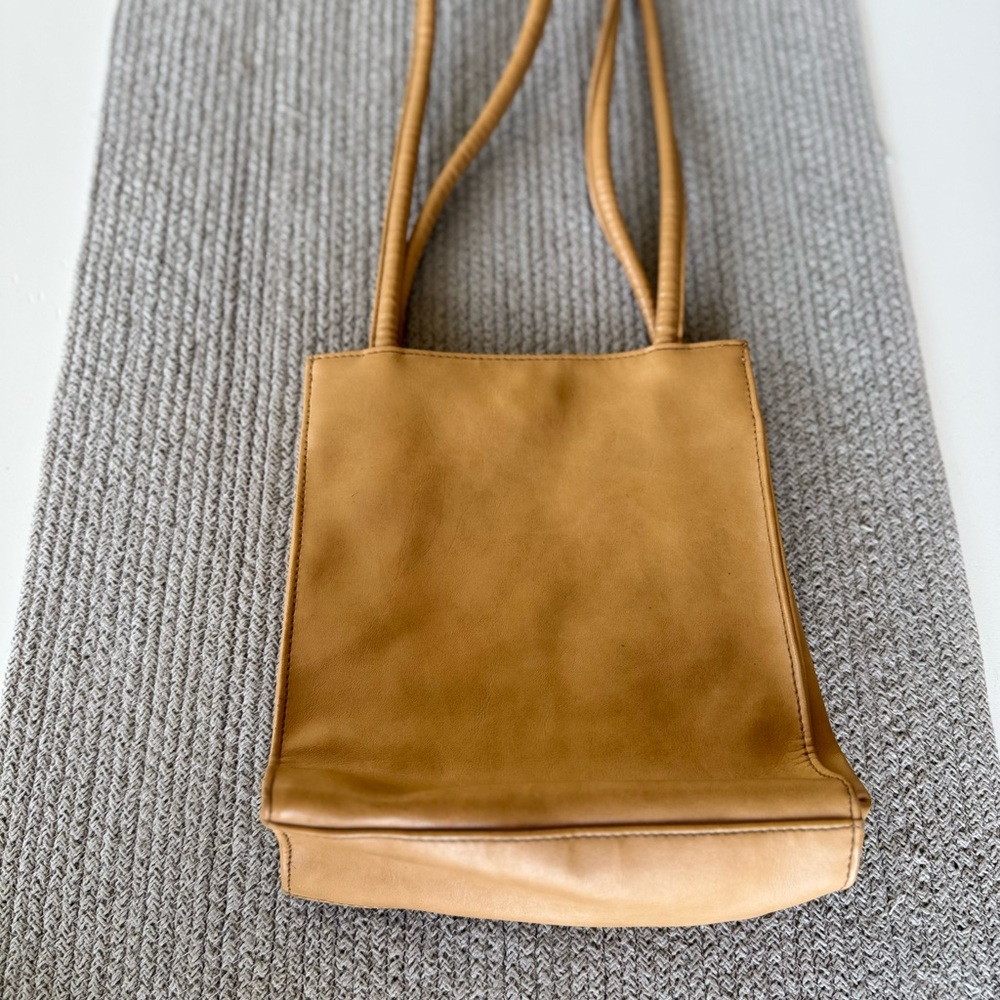 Vintage 90’s Y2K Tan Brown Patchwork Rectangular Shoulder Bag - Picture 5 of 16